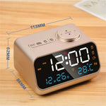 Multi-Functional LED Voice Control Clock Hygrometer FM Radio Dual Alarms Adjustable Brightness Temperature Humidity Display USB Charging
