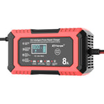 RJTianye 12V 8A 4ah-150ah Intelligent Pulse Repair Charger 110-230V AC Car Motorcycle Battery Charger LiFePO4 Charger Digital LCD Display