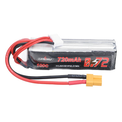 LinkMejor 11.4V 720mAh 3S 100C LiHV Battery XT30 Plug for DarkStar22 2.2Inch FPV Drone