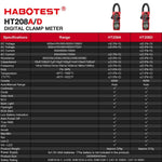 LinkMejor HT208D Digital Clamp Meter AC/DC True-RMS Multimeter Anto-Ranging Tester Current Clamp Digital Ammeter Clamp Meter