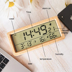 LinkMejor Wooden Digital Alarm Clock Multifunctional Large Screen Date Temperature Humidity Backlight 12/24 Hour Snooze Table Clock