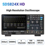SDS824X-HD Digital Oscilloscope 4 Channel 200MHz Siglent 7'' Wave Generator 2GSa/s 12 bit High Resolution Lab Oscilloscope Tool
