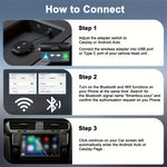 2 IN 1 Car Wireless CarPlay & Android Auto Adapter Plug and Play Compatible All Car Models with USB / USB-C Port