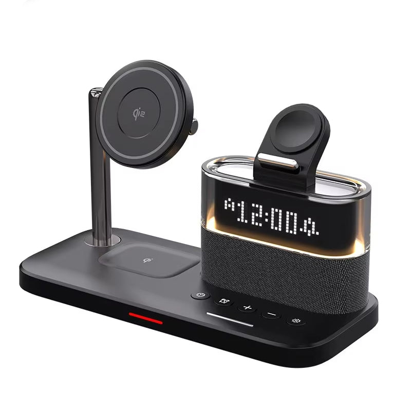 C09 15W 5-in-1 Magnetic Wireless Charger with RGB Light Rigital Display Fast Wireless Charging Stand for Smart Phones for iPhone 17 17 Pro 16 15 Pro Max for Samsung Galaxy Pura 80 Ultra for Smart Watch for Airpods