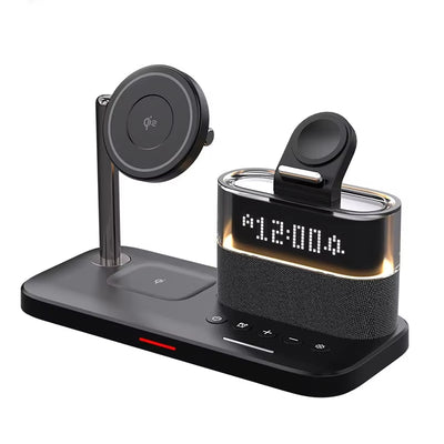 C09 15W 5-in-1 Magnetic Wireless Charger with RGB Light Rigital Display Fast Wireless Charging Stand for Smart Phones for iPhone 17 17 Pro 16 15 Pro Max for Samsung Galaxy Pura 80 Ultra for Smart Watch for Airpods