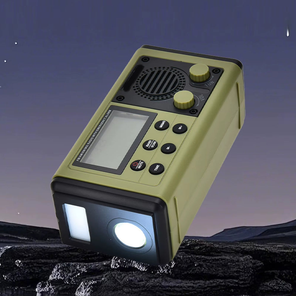 Hanrongda HRD907 Emergency Radio Solar Hand Crank Powered 10000mAh Power Bank AM FM SW Weather Bands Flashlight SOS Alarm IPX6 Waterproof Survival Gear for Outdoor Emergency Preparedness