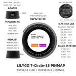 LinkMejor T-Circle-S3 Development Board ESP32-S3 0.75 Inch TFT Wi-Fi Bluetooth 5.0 Speaker Microphone LED Programmable IO Arduinos PlatformIO ESP-IDF
