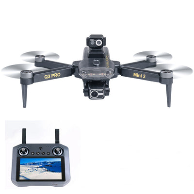 LinkMejor Q3 PRO Mini 2 GPS 3KM 5G Repeater Digital FPV with 4K Camera 3-Axis EIS Gimbal 360° Obstacle Avoidance Touchable LCD Screen Controller Brushless Foldable RC Drone Quadcopter RTF