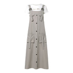 LinkMejor Women Maxi Dress Solid Color Wide Halter Dress Comftable Workwear Wide Straps Long Dress Plus Size