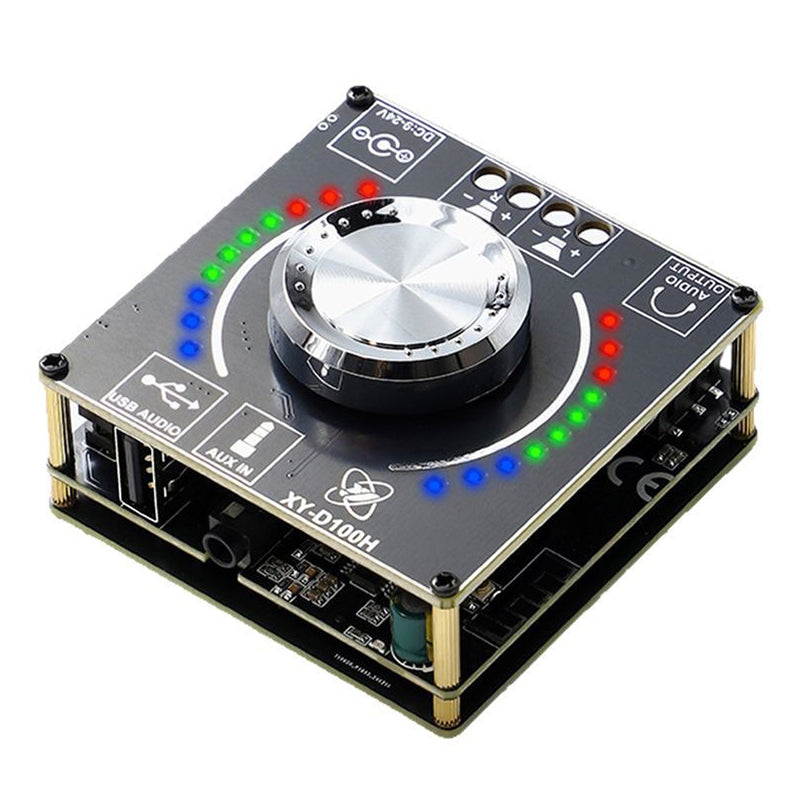 LinkMejor XY-D100H 100W*2 HiFi bluetooth Amplifier Board TPA3116*2 Module Digital Audio Amp with Volume Spectrum Music Rhythm Light