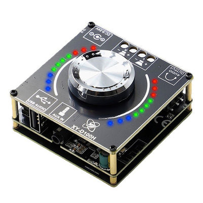 LinkMejor XY-D100H 100W*2 HiFi bluetooth Amplifier Board TPA3116*2 Module Digital Audio Amp with Volume Spectrum Music Rhythm Light
