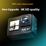LinkMejor 4K WiFi Action Camera Photography Sports Camera Waterproof HD Dual Screen Wifi Remote Control Outdoor Shooting Cycling Skiing Underwater Camera