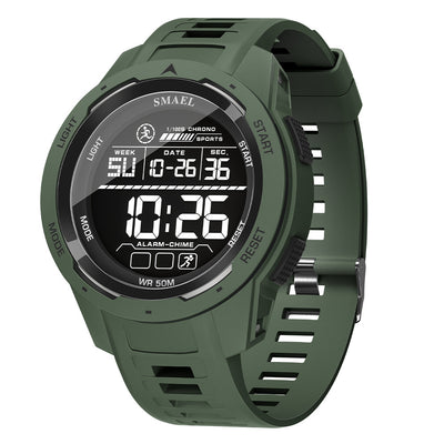 LinkMejor Men's Sports LED Luminous Digital Watch Multifunctional Waterproof Comfortable TPU Strap Electronic Watch