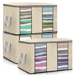 LinkMejor DO WAY 3PCS Clothes Storage Bag Non-woven Fabric Two-window Foldable Storage Bag