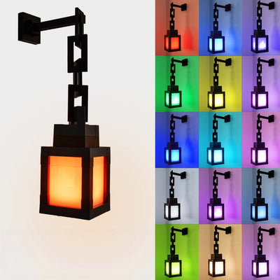 Elfeland Pixel Game-inspired Lantern Night Light 16-Colors Adjustable 500mAh Battery Portable Rechargeable Night Lamp for Indoor Rooms Decoration