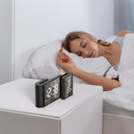 LinkMejor Digital Desk Wall Alarm Clock with USB Charging Station Dual Screen LED Dimming Temperature And Humidity Electronic Clock Radio Alarm Clock