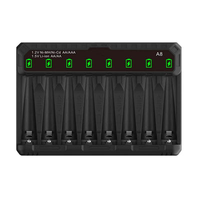 [USA Direct] A8-SlotUniversal Battery Quick Charger for 1.5V/1.2V Li-ion Rechargeable AA AAA Batteries For Flashlights Home Tools Child's Toys