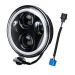 5.75'' 75W 6000K DRL Amber Halo Angle Eyes Projector LED Round Headlights Low/High Beam Turn signal Light