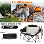 Xmund Foldable Double Camping Chair with Cup Holder, Portable Camping Loveseat for Couples, Family, Beach, Backyard for Outside Picnic