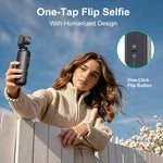 Ourlife 4K Handheld Action Camera 330 Degree Face Tracking Gimbal Stabilizer 64MP Pocket Digital Camera 1.72 Inch Touch Screen WiFi Sports Cam