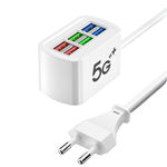 10A 220V 6-Port USB PD Charger Power Strip Fast Charging Desktop Charging Station EU Plug US Plug with 1M Long Cord USB HUB Adapter Socket for iPhone 16 16 Pro 15 14 13 Pro Max for Huawei Mate XT for Xiaomi 15pro