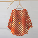 LinkMejor Women Summer Casual 3/4 Sleeve Blouses O Neck Polka Dot Loose Ladylike Shirt Top