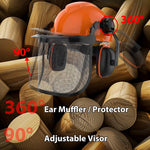 Industrial Forestry Safety Helmet Protection System Chainsaw Hard Hats with Adjustable Ear Muffs & Face Shield Visor