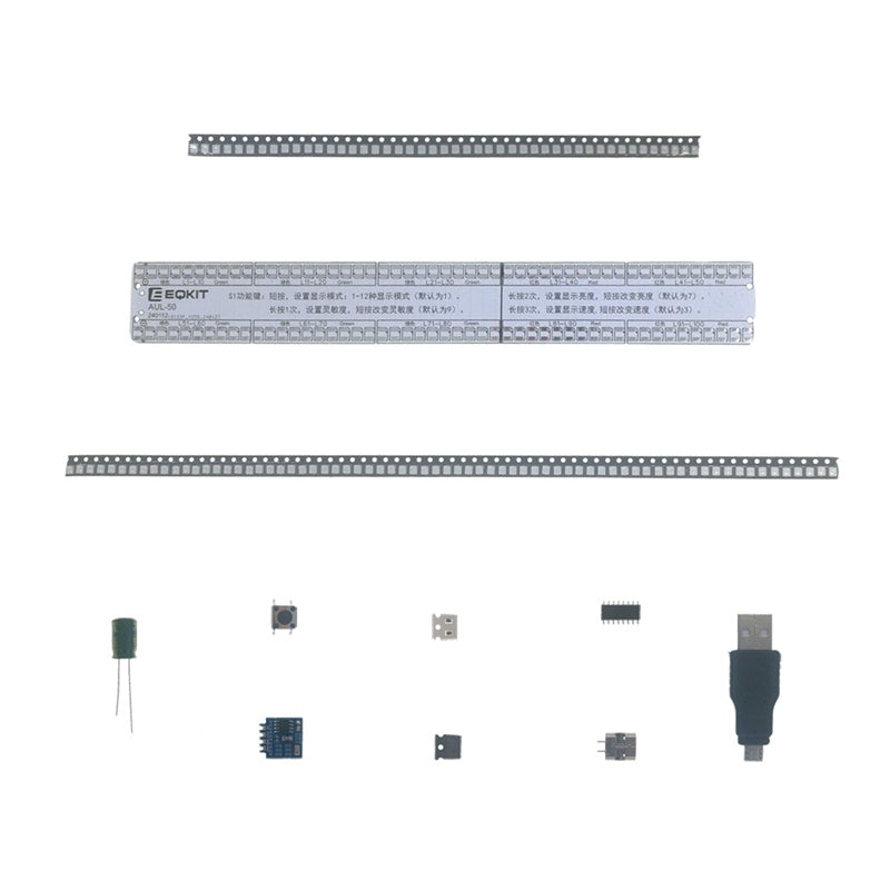 LinkMejor AUL-50 Acoustic Level Indicator Kit DIY Voice Control Lamp Audio Spectrum 2x50-segment LED Light
