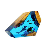 LinkMejor The Underwater World Creative Resin Night Light Wooden Base Desktop Ornament