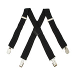 Men's Suspenders With 5cm Widened And Comfortable Elastic Straps, Adjustable 4 Clips For Trousers, Classic Black Suspenders Elastic X-Back