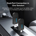 LinkMejor Wireless Carplay Android Auto 2In1 Smart Dongle Adapter 5GWIFI BT5.2 For 99% OEM Car Comes With USB & TYPE-C Interfaces
