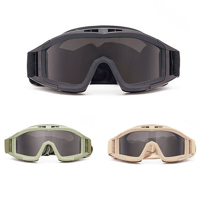 LinkMejor Tactical Goggles 3 Lens Soft Windproof UV400 Protection Glasses For Cycling Safe Protection