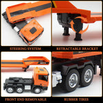 HuiNa Toys 1319 RTR 1/24 2.4G 9CH RC Car Excavator Flat Trailer Flatbed Semi Truck Remote Control Simulation Sound LED Light Engineering Construction Vehicles Models Children's Birthday Gift for Boys