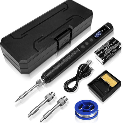LinkMejor Soldering Iron 800mAh Battery 8W Power Type-C Charging Adjustable Temperature 200-450℃ Portable Mini Welding Tool for Electronic Repair