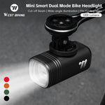 WEST BIKING Mini Smart Bike Headlight 1300 Lumens IPX6 Waterproof Bike Headlamp Type-C Rechargeable Auto Off Bicycle Front Light for MTB Road Bike