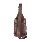 LinkMejor Vintage Men's Genuine Leather Chest Bag Large Capacity Wear-Resistant Crossbody Shoulder Bags Fashion Travel Outdoor Messenger Pack