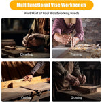 Portable Hardwood Workbench Beech Wood Frame Compact Size 20x11 Inches Stable Clamping Power Multifunctional Woodworking Vise