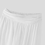 LinkMejor Mens Deconstructed Solid Color Layered Pant Fashion Comfortable Elastic Waist Trousers for Men