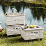 Xmund 60L Spacious Foldable Vehicle Storage Container, Versatile Organizer, Utility Cart with Universal Wheels And a Push-Pull Handle, Suitable for Most Cars, Perfect for Storing Outdoor Items, Camping Gear, Clothing & Patio Furniture