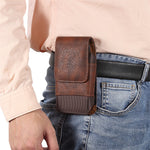 6.1/6.5/6.9 Inch Universal Leather Men's Waist Bag Magnetic Closure Fixed Strap Mobile Phone Belt Clip Case