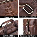 LinkMejor 14 inch Laptop Men's Genuine Leather Briefcase Office Business Large Capacity Handbag with Strap