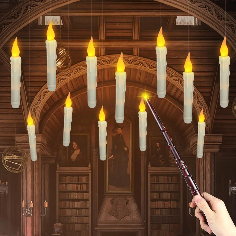 12 Pack Magic Candle Lights Halloween Birthday Party Decor  Remote Control Candle Glossy With Magical Wand