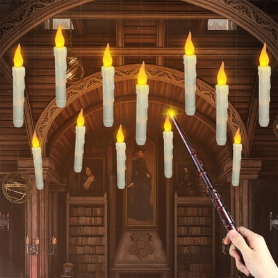 12 Pack Magic Candle Lights Halloween Birthday Party Decor  Remote Control Candle Glossy With Magical Wand