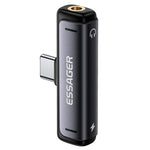 LinkMejor ES-OTG38 2-in-1 USB-C to 3.5mm Headphone and Charger Adapter PD 60W Fast Charging DAC Audio Converter Type-C Aux Dongle for iPhone for Samsung