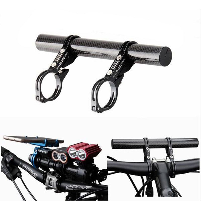 LinkMejor G202 Bicycle Handlebar Extender Lengthened Design Carbon fiber Aluminum Alloy Mountain Bike Mount Mobile Bike Light Phone Holder