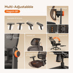 Newtral MagicH-BP Ergonomic Chair with Footrest - Home Office Desk Chair with Auto-Following Lumbar Support, 4D Armrest, Seat Depth & Height Adjustable, 96°-136° Reclines