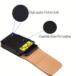 6.1/6.5/6.9 Inch Universal Leather Men's Waist Bag Magnetic Closure Fixed Strap Mobile Phone Belt Clip Case