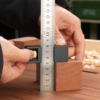 LinkMejor Steel Ruler Positioning Block Adjustable CNC Aluminum Alloy Brass Dual Scale 330MM Metric and Inch for Precision Measuring