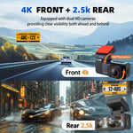A8 4K Dual Lens Dash Cam Car Driving Recorder Built-in WiFi GPS Super Night Vision 24H Parking Monitor G-Sensor