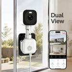 K90 Dual View Window Security Camera 3MP FHD 120° Wide Angle F1.0 Night Vision Motion Alert Dual Band WiFi 5x Zoom No Drill Adhesive Mount USB Powered Indoor Outdoor Wireless Surveillance Cameras